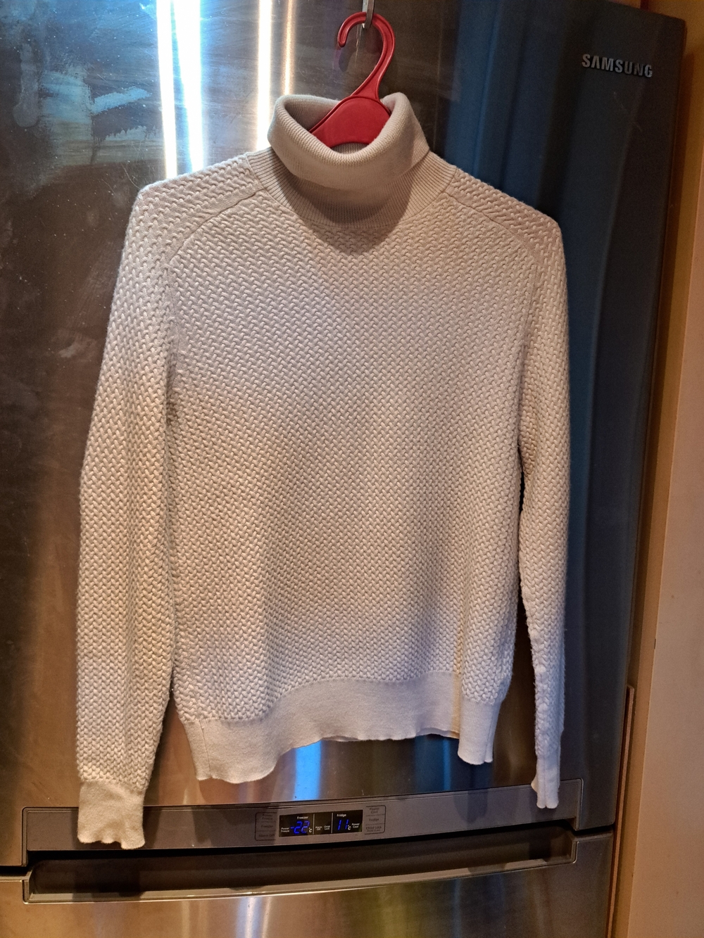 Men's Cream Turtleneck Sweater - Textured Knit